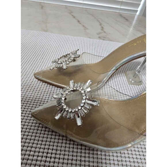LULUS Clear PVC Rhinestone Slingback Pumps Womens Size 10 - Picture 2 of 8